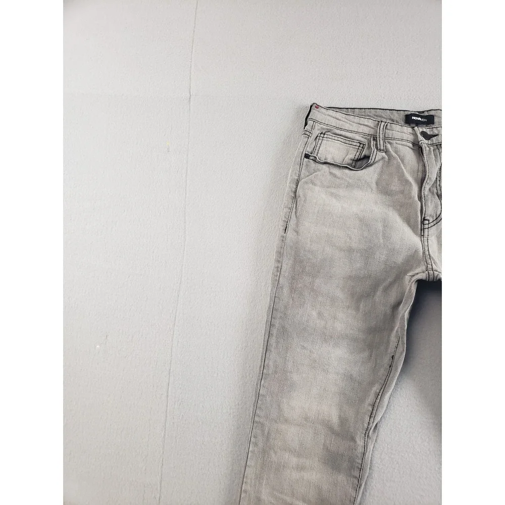 Nova Men Jean 32 Gray Denim Slim Fit Acid Wash Mid Rise Stretch 5 Pocket Design